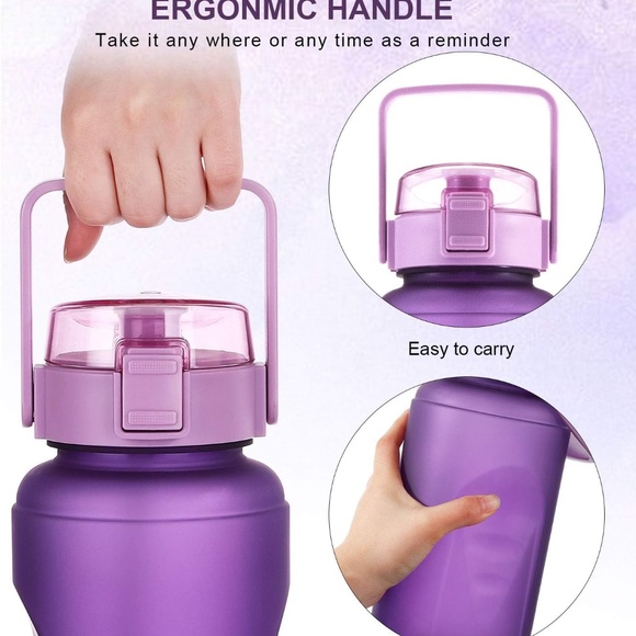 BOTTLE BOTTLE Half Gallon Water Bottle w/ Time Marker & Straw Leak-proof 64oz - Picture 5 of 7